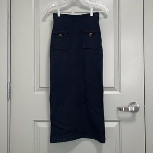 NWOT, Self Portrait Navy Tweed Midi Skirt, S